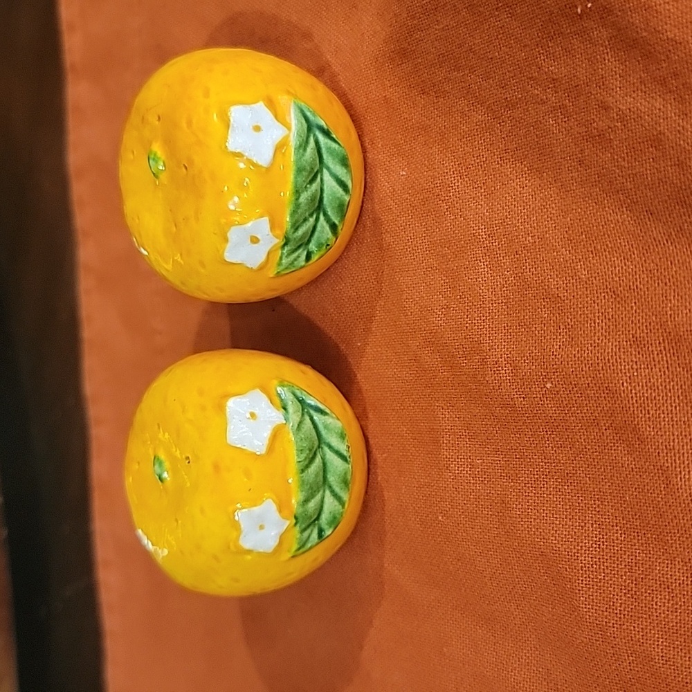 Mid Century Orange face Salt& Pepper Shakers